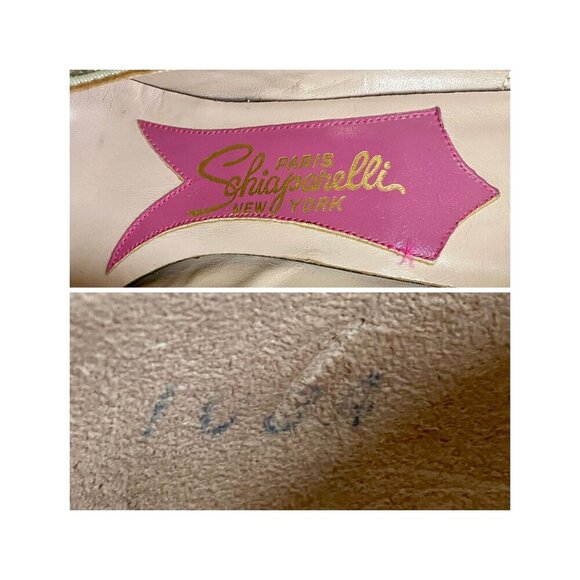 Vintage 1950s Schiaparelli Silver Glitter Pumps w/ Bow & Rhinestone Sz 10 3A - Picture 3 of 8